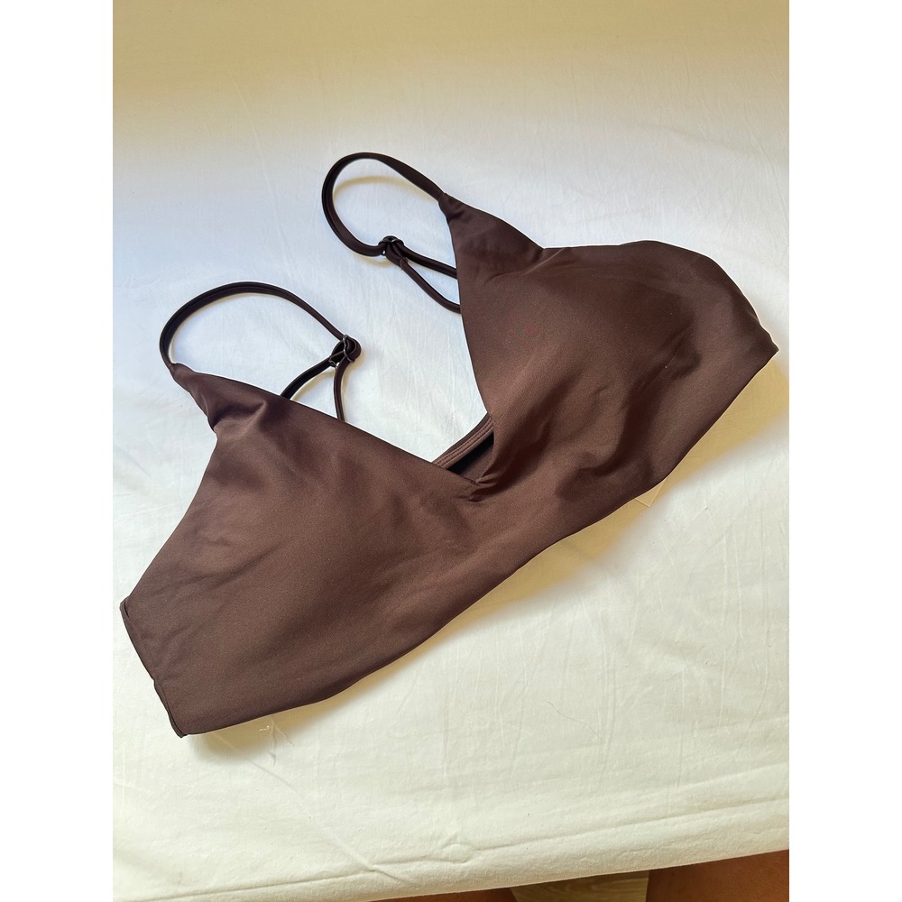 J.Crew Classic Sculpt Brown V-Neck Bikini Top Size Large Beach Poolside Cruise